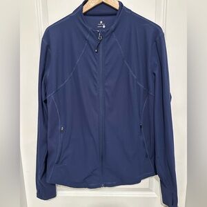 Tuff Veda Women's Navy Ribbed Zip Up Lightweight Athletic Wear Workout Jacket